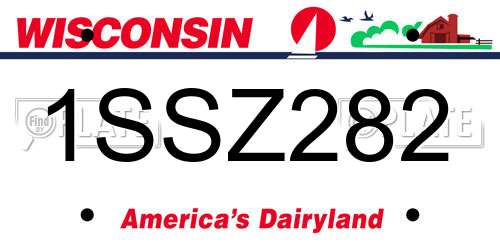 1SSZ282 Wisconsin License Plate