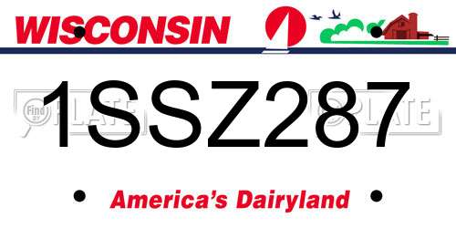 1SSZ287 Wisconsin License Plate