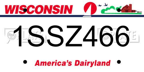 1SSZ466 Wisconsin License Plate