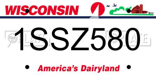 1SSZ580 Wisconsin License Plate