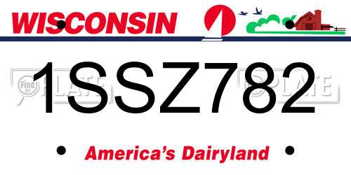 1SSZ782 Wisconsin License Plate