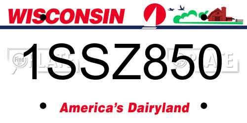 1SSZ850 Wisconsin License Plate