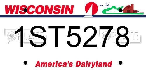 1ST5278 Wisconsin License Plate
