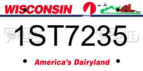 1ST7235 Wisconsin License Plate