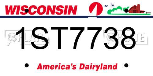 1ST7738 Wisconsin License Plate
