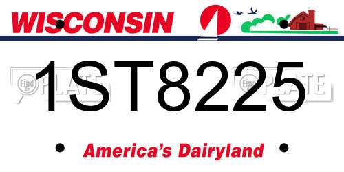 1ST8225 Wisconsin License Plate