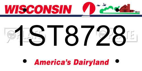 1ST8728 Wisconsin License Plate