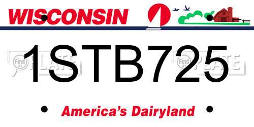 1STB725 Wisconsin License Plate