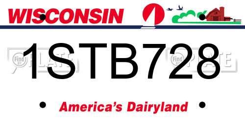1STB728 Wisconsin License Plate