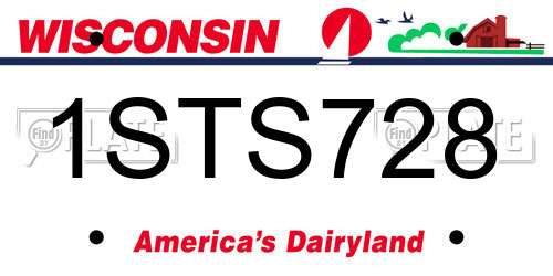 1STS728 Wisconsin License Plate