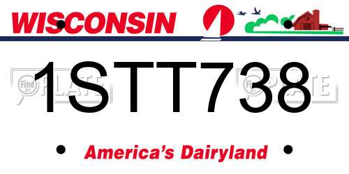 1STT738 Wisconsin License Plate
