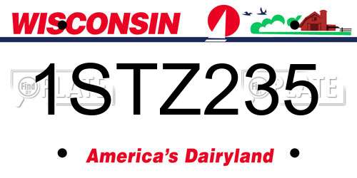 1STZ235 Wisconsin License Plate