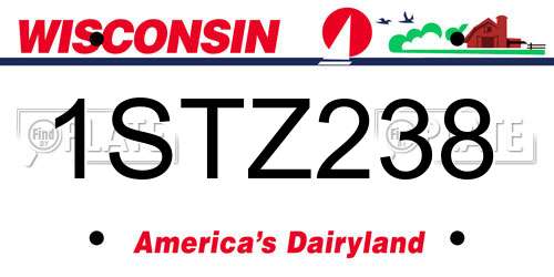 1STZ238 Wisconsin License Plate
