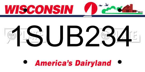 1SUB234 Wisconsin License Plate