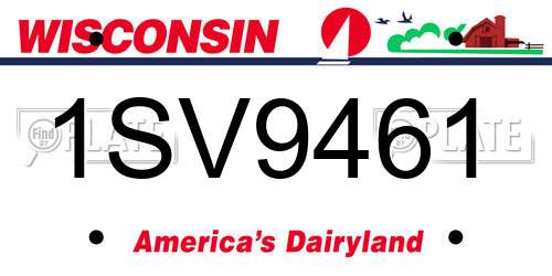 1SV9461 Wisconsin License Plate