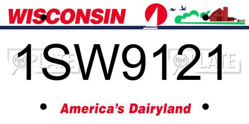 1SW9121 Wisconsin License Plate