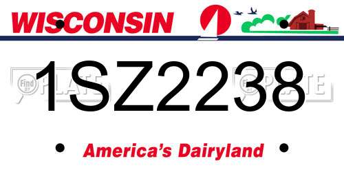 1SZ2238 Wisconsin License Plate