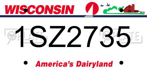 1SZ2735 Wisconsin License Plate