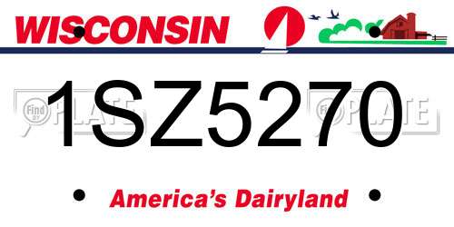 1SZ5270 Wisconsin License Plate