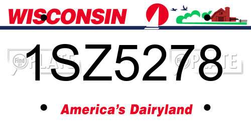 1SZ5278 Wisconsin License Plate