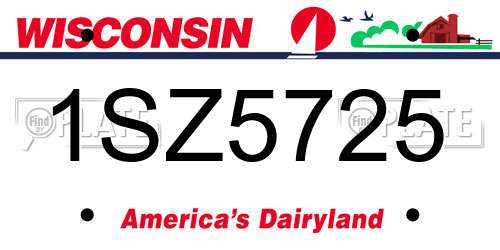1SZ5725 Wisconsin License Plate
