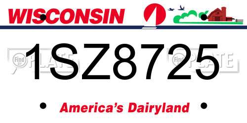 1SZ8725 Wisconsin License Plate