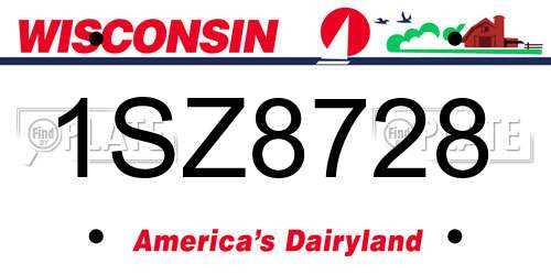 1SZ8728 Wisconsin License Plate