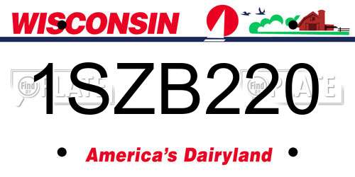 1SZB220 Wisconsin License Plate