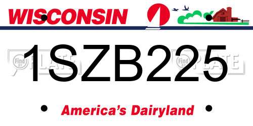 1SZB225 Wisconsin License Plate