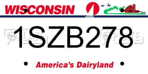 1SZB278 Wisconsin License Plate