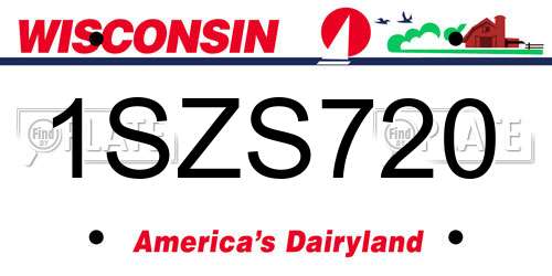 1SZS720 Wisconsin License Plate
