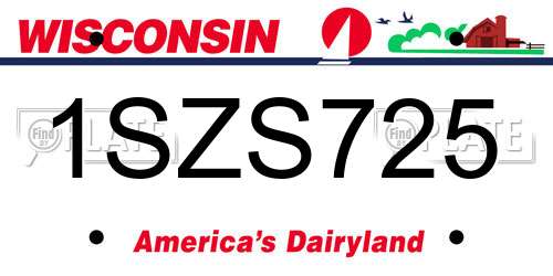 1SZS725 Wisconsin License Plate
