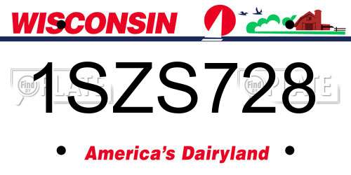 1SZS728 Wisconsin License Plate