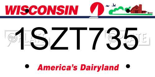 1SZT735 Wisconsin License Plate