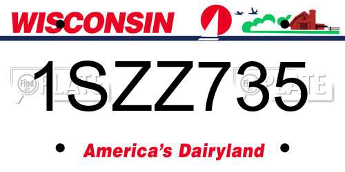 1SZZ735 Wisconsin License Plate