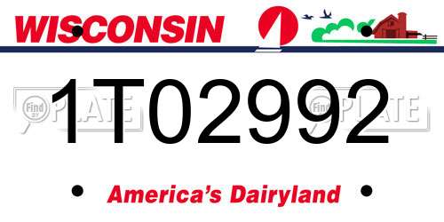 1T02992 Wisconsin License Plate