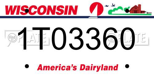 1T03360 Wisconsin License Plate