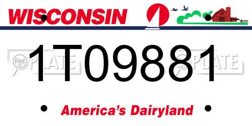 1T09881 Wisconsin License Plate