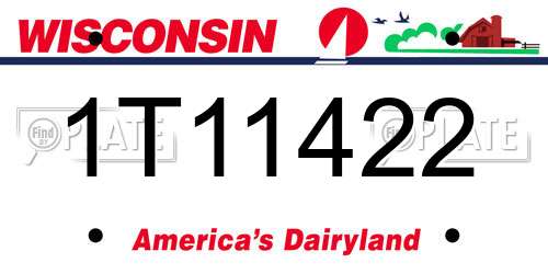 1T11422 Wisconsin License Plate