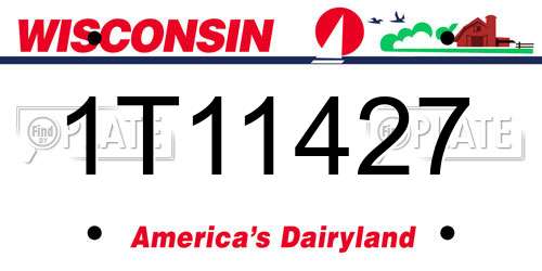 1T11427 Wisconsin License Plate
