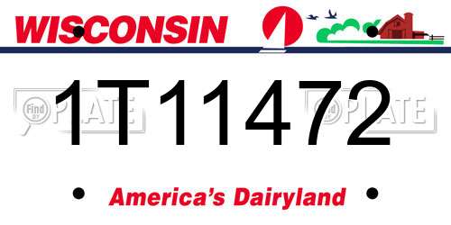 1T11472 Wisconsin License Plate