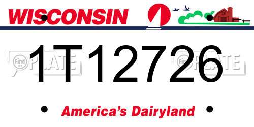 1T12726 Wisconsin License Plate