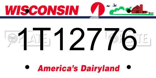 1T12776 Wisconsin License Plate