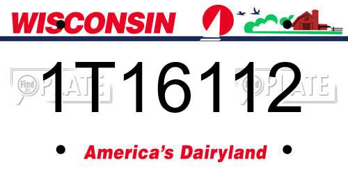 1T16112 Wisconsin License Plate
