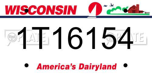 1T16154 Wisconsin License Plate