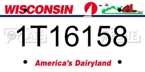 1T16158 Wisconsin License Plate