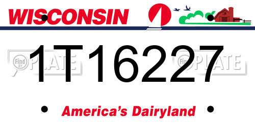 1T16227 Wisconsin License Plate