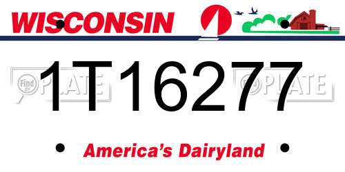 1T16277 Wisconsin License Plate