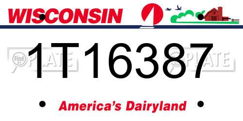 1T16387 Wisconsin License Plate