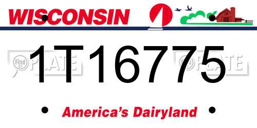 1T16775 Wisconsin License Plate